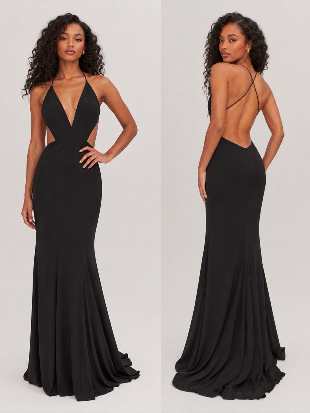 NWT Fame and Partners Nikita Black Gown Maxi Dress